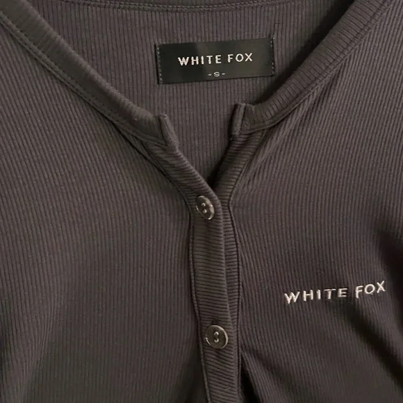 White Fox Boutique Charcoal Button-Up Romper - Picture 3 of 5